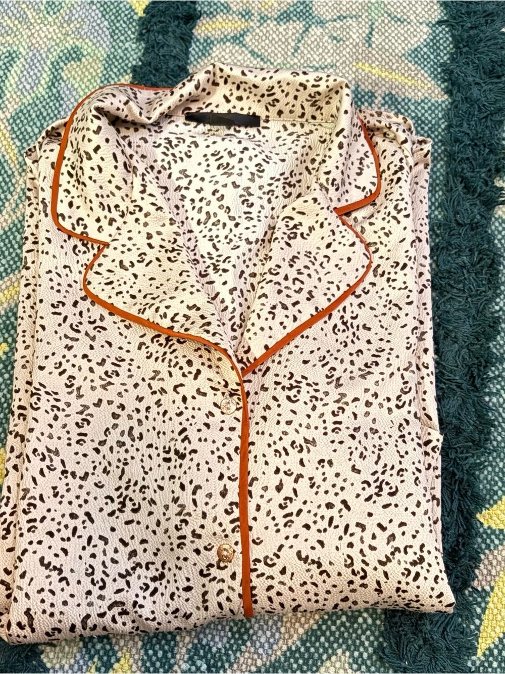 Midnight Bakery Leopard Pajama Shirt Dress M